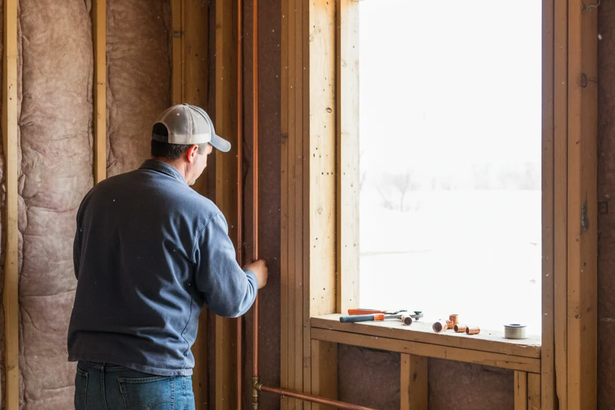 Licensed plumber running new copper supply lines in a Central City home